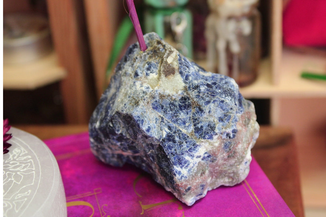Raw Sodalite Incense holder