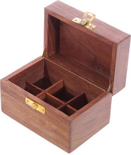 Load image into Gallery viewer, Carved wooden box for spell ingredient storage - 6 bottles