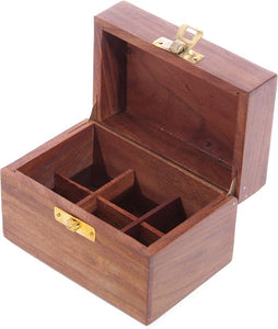 Carved wooden box for spell ingredient storage - 6 bottles