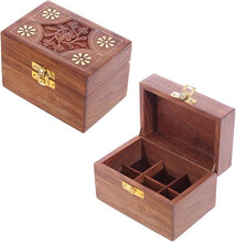 Load image into Gallery viewer, Carved wooden box for spell ingredient storage - 6 bottles