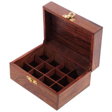 Load image into Gallery viewer, Carved wooden box for spell ingredient storage 12 Bottles