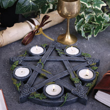 Load image into Gallery viewer, Wiccan Pentagram Tea light Holder 25.5cm