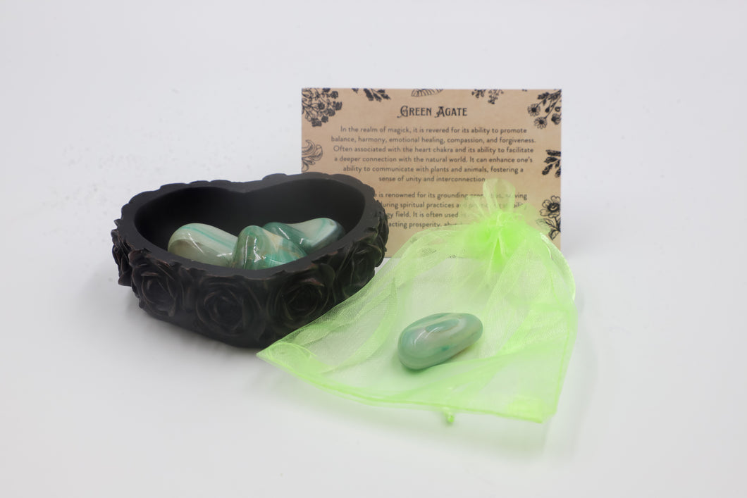 Green Agate with Information Card