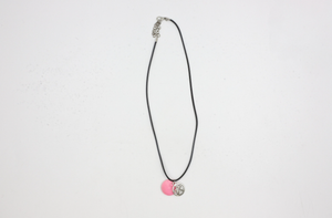 Pink Disc and Silver Pentagram Necklace