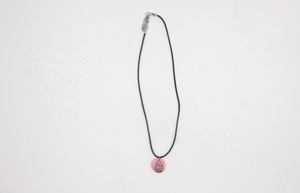 Pink Disc and Silver Pentagram Necklace
