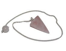 Load image into Gallery viewer, Rose Quartz Cone Pendulum with Beaded End on Chain