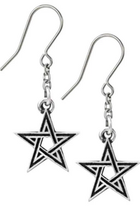 Alchemy Gothic Black Star Pentagram, Pentacle Earrings